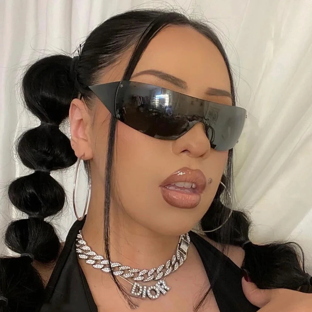 Rimless Rivet One-Piece Y2K Steampunk Sunglasses
