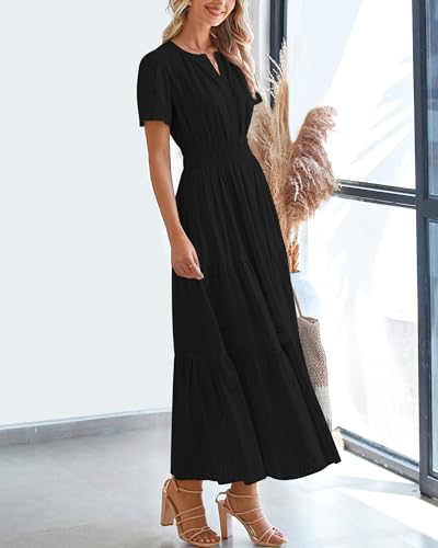 BTFBM Womens Summer 2026 Casual Maxi Dresses Lightweight Short Sleeve Dress