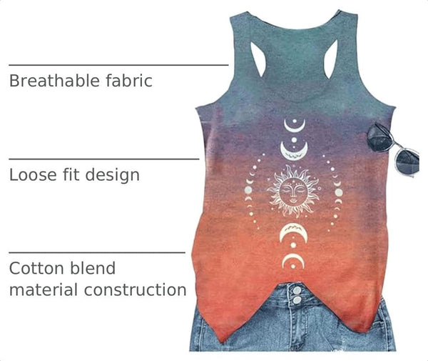 Womens Tank Tops Summer Racerback Graphic Tanks Beach Vacation Tops Loose Running Athletic Sleeveless Shirt Cami