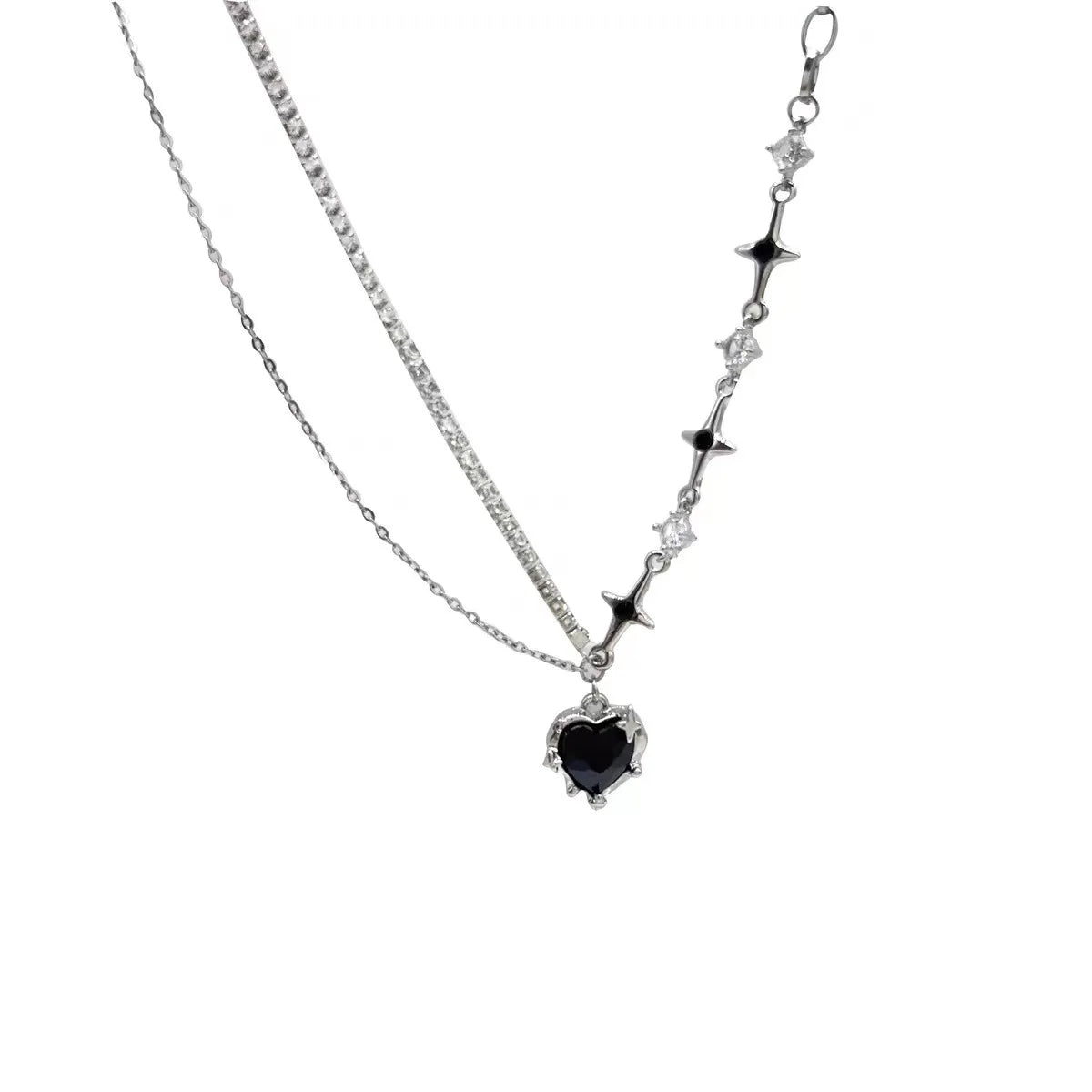 Adorable Gothic Hearts and Roses Necklace