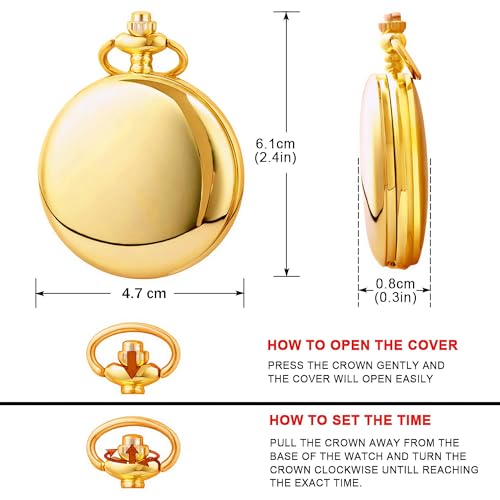 Smooth Vintage Pocket Watch with Chain