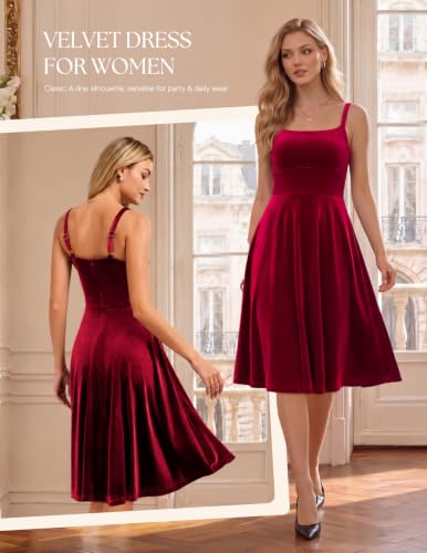 Belle Poque Women's 2026 Fall Winter Velvet Dresses with Pocket