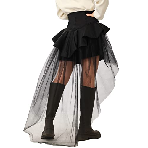 BPURB Women's Gothic Steampunk Bustle Skirt Ruffle Overskirt Pirate Costume