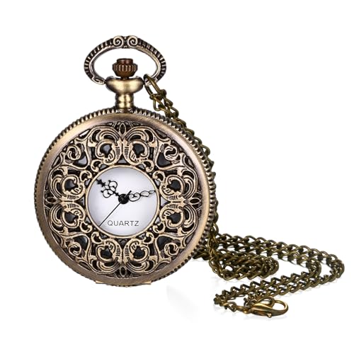 Women's Quartz Pocket Watches: Half Hunter Bronze Arabic Numeral Pocke