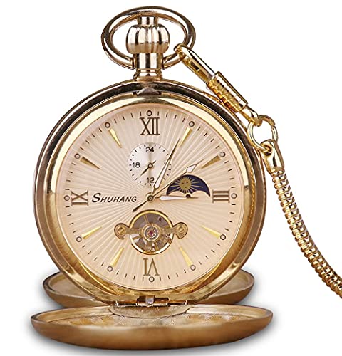 Vintage Copper Train London Design Hand Winding Mechanical Pocket Watc