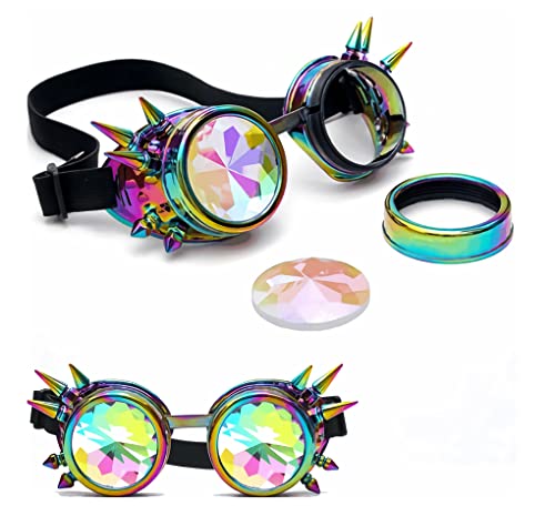 Kaleidoscope Rainbow Prism Steampunk Rave Goggles