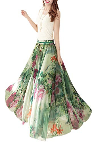 Women Full/Ankle Length Blending Maxi Chiffon Long Skirt Beach Skirt