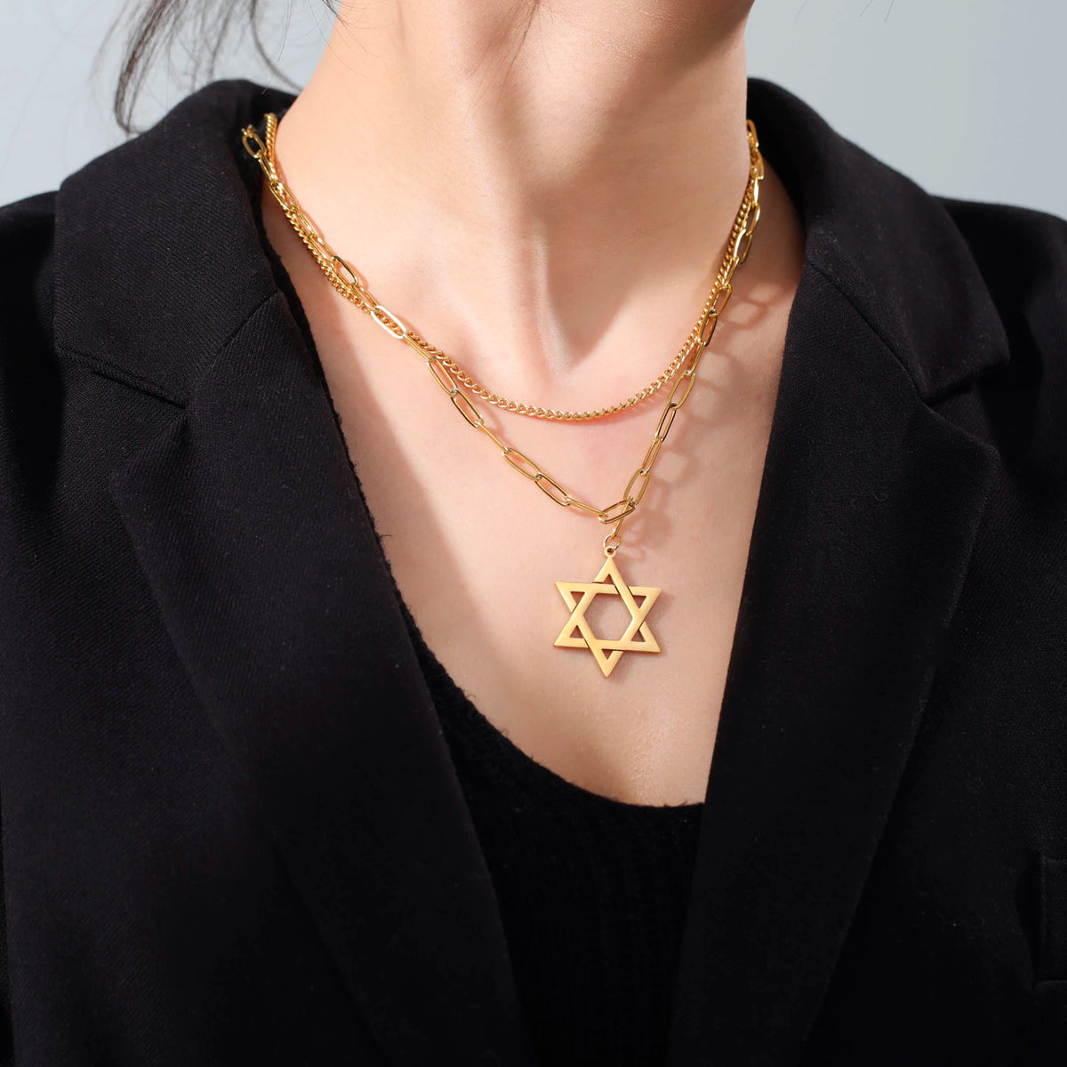 Star of David Necklace Pentagon Vintage