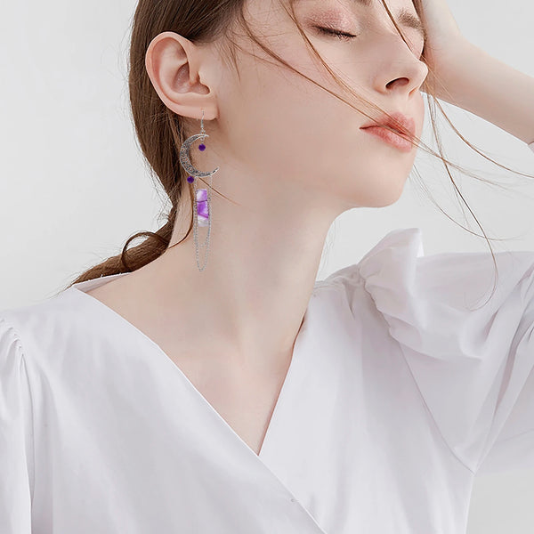Crescent Moon Crystal Necklace - Healing Stone Pendant