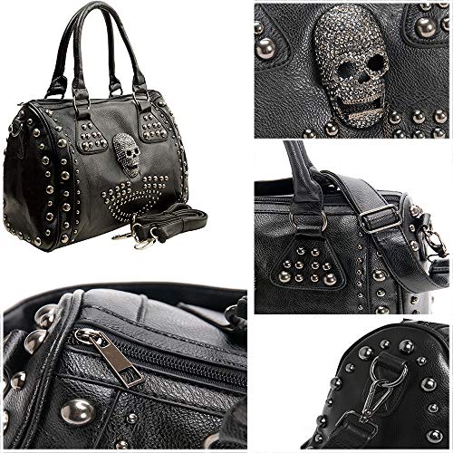 Women Skull Handbag — Large Capacity Gothic Studded Shoulder Bag
