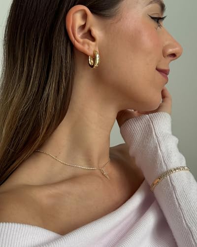 PAVOI Gold Hoop Earrings for Women, 14K Gold Plated Small Chunky Hoops
