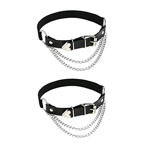 Adjustable Leg Garter with Chains, Elastic Punk Thigh Garters for Women, 1 Pair