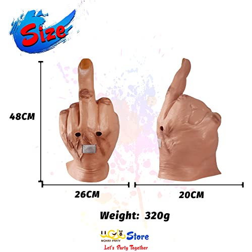 Middle Finger Funny Head Mask Costume Party Prop Adult Middle Finger Mask