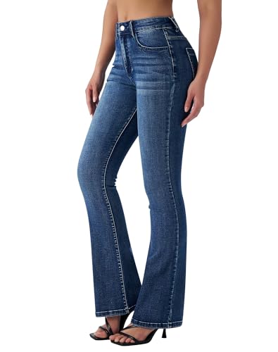 Women's Trendy Stretchy Flare Jeans Mid Rise Bootcut Curvy