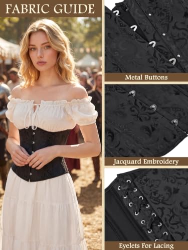 Kranchungel Underbust Corset Top for Women Renaissance Pirate Costume