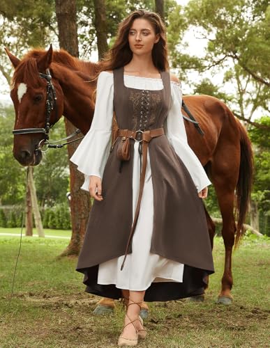 Scarlet Darkness Renaissnace Faire Costume Dress for Women Pirate Overdress