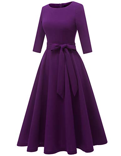 DRESSTELLS Cocktail Dresses for Women, Vintage Wedding Guest 3/4 Sleeves Formal Church Tea Dress