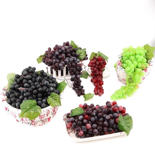 2PCS Red Rubber Grape Simulation Fruit Party Bar Cabinet Decoration Home Garden Wedding Decoration Fruit Photography Props Teaching Props Enlightenment (60 Grains)