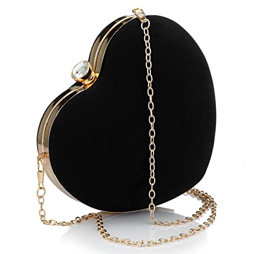 Velvet Heart-Shaped Clutch — Small Cute Evening Bag