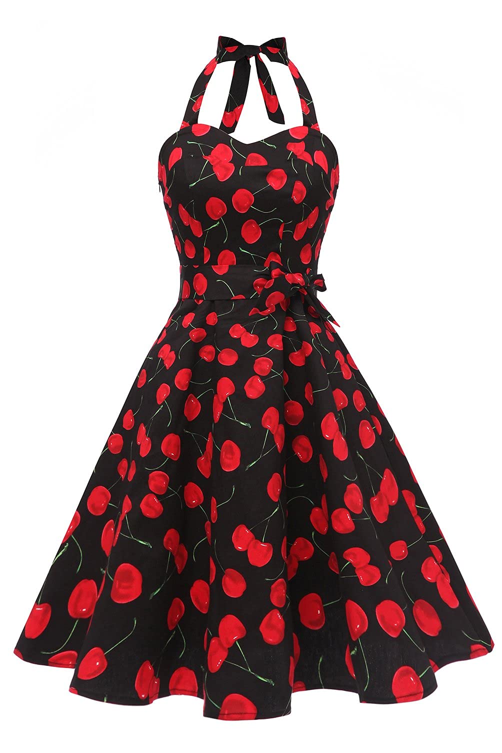 Topdress Women'sVintage Polka Audrey Dress 1950s Halter Retro Cocktail Dress