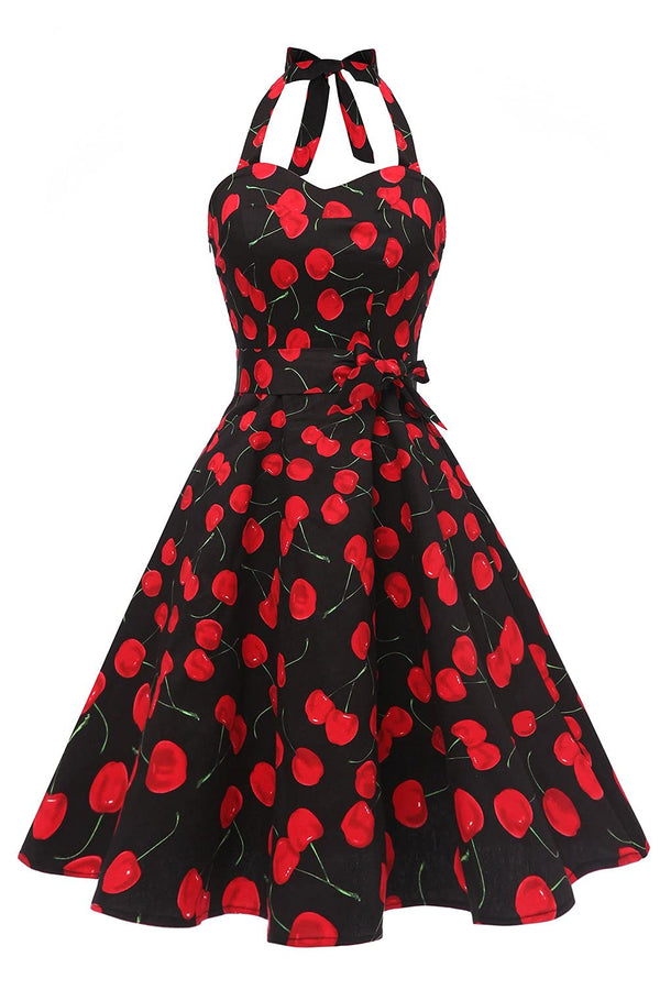 Topdress Women'sVintage Polka Audrey Dress 1950s Halter Retro Cocktail Dress