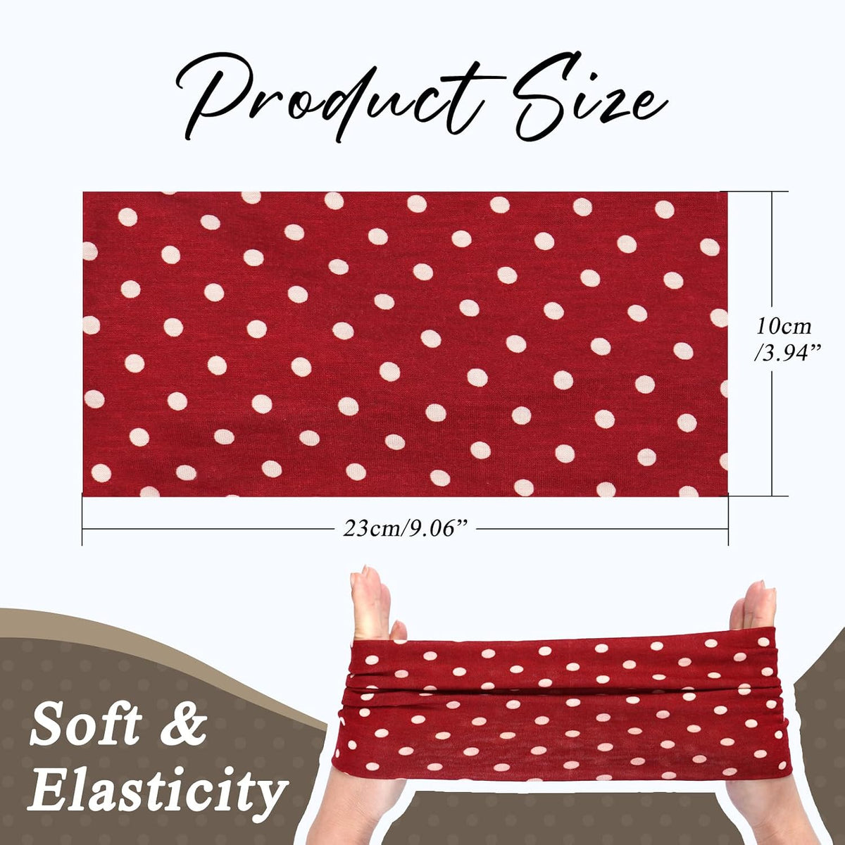 DOCILA Polka Dot Wide Headband for Women Non Slip Elastic Vintage Hairband