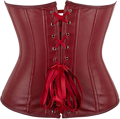 Faux Leather Steampunk Corset Top with Zipper
