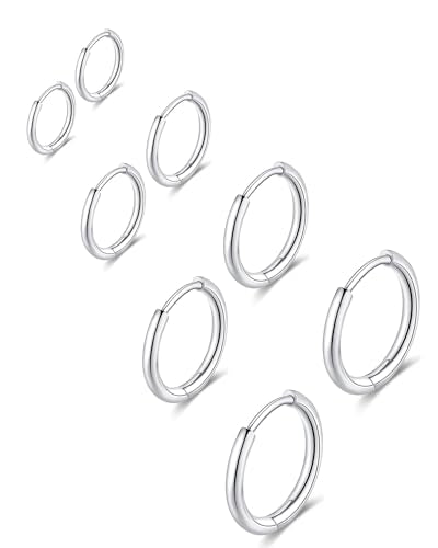 316L Surgical Stainless Steel Huggie Hoop Earrings 6mm 8mm 10mm 11mm 12mm 14mm Hypoallergenic Earrings Hoop Cartilage Helix Lobes Hinged Sleeper Main image