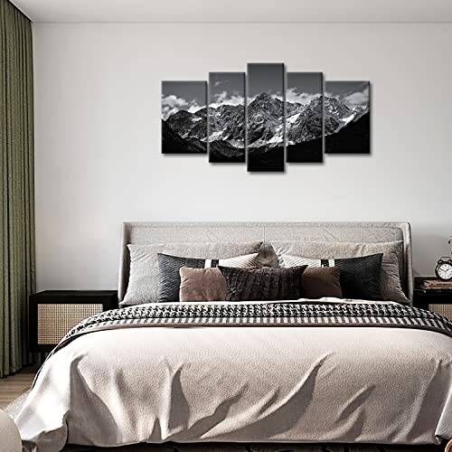 5-Piece Black & White Mountain Canvas Wall Art