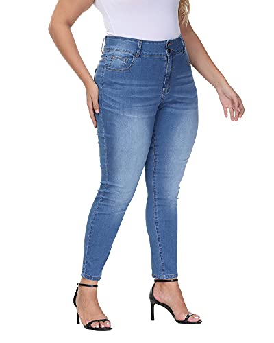 Womens Plus Size Skinny Jeans High Waisted Stretchy Classic