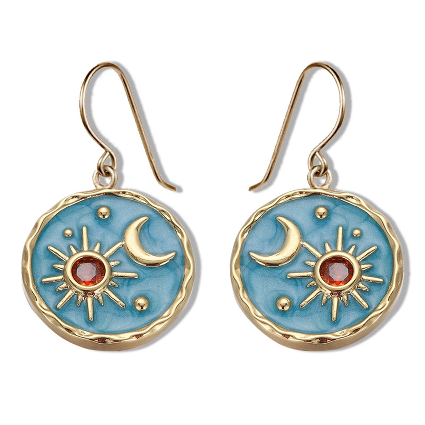 Vintage Sun and Moon Coin Drop Earrings