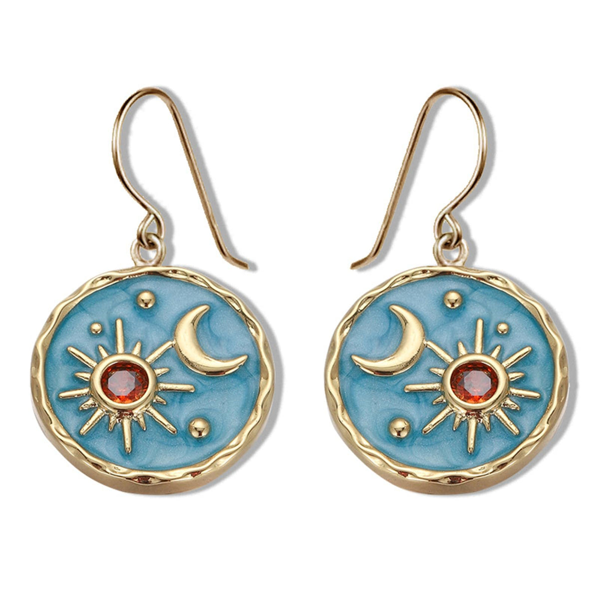 Vintage Sun and Moon Coin Drop Earrings