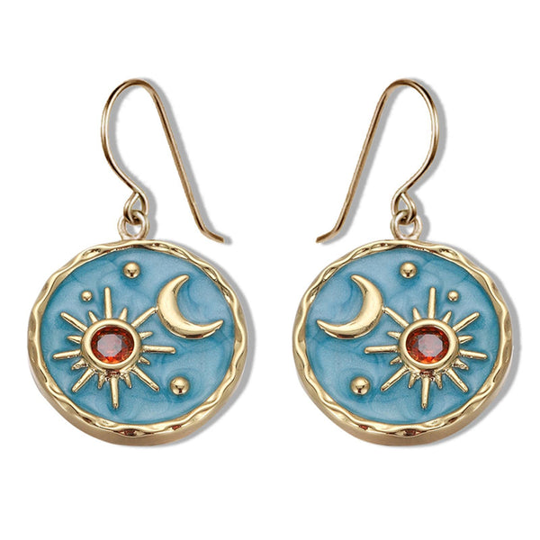 Vintage Sun and Moon Coin Drop Earrings