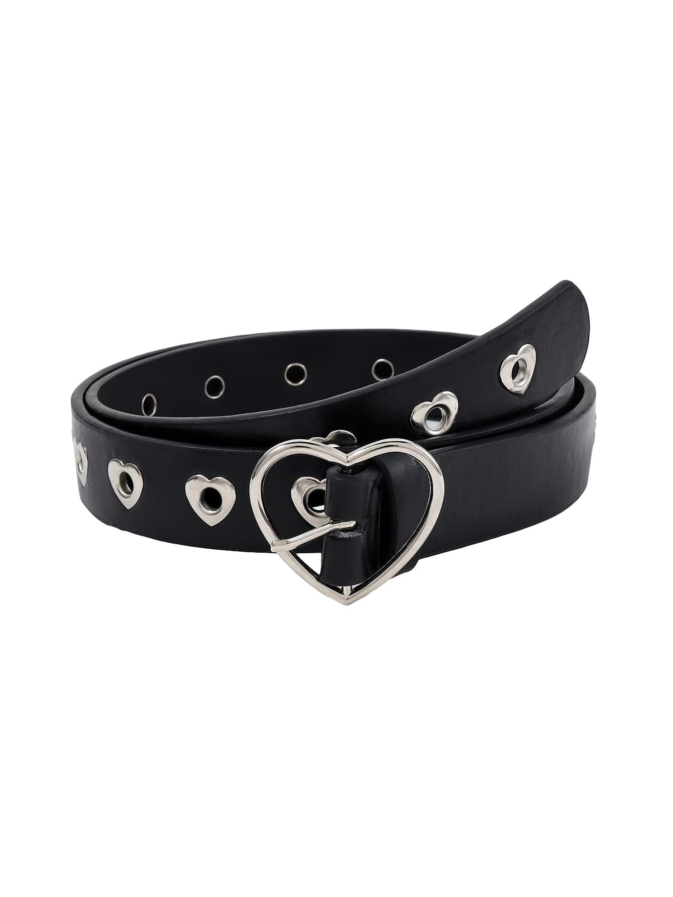 Oyoangle Women's Cute Hollow Heart Buckle Belt Pu Leather Belts