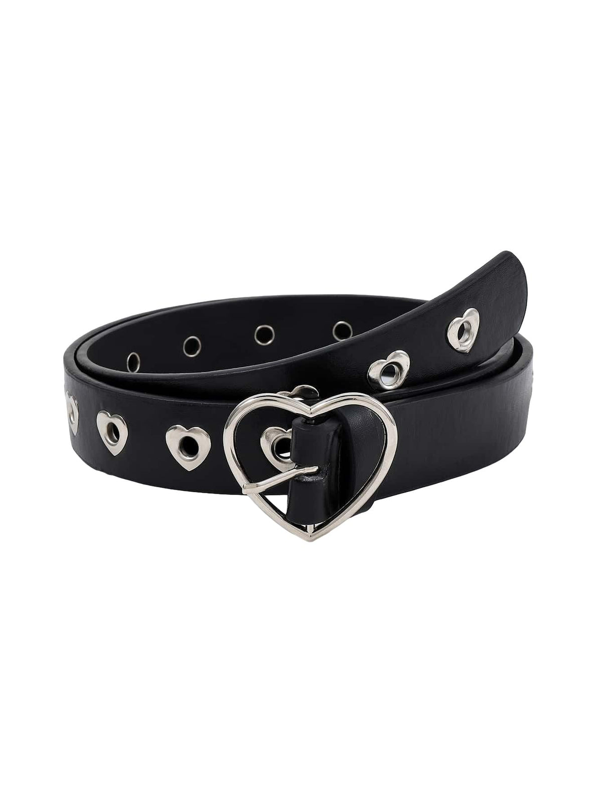 Oyoangle Women's Cute Hollow Heart Buckle Belt Pu Leather Belts