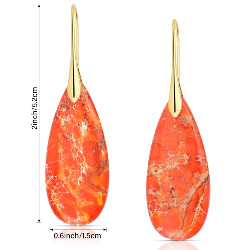 Chalcedony Stone Copper Teardrop Drop Earrings