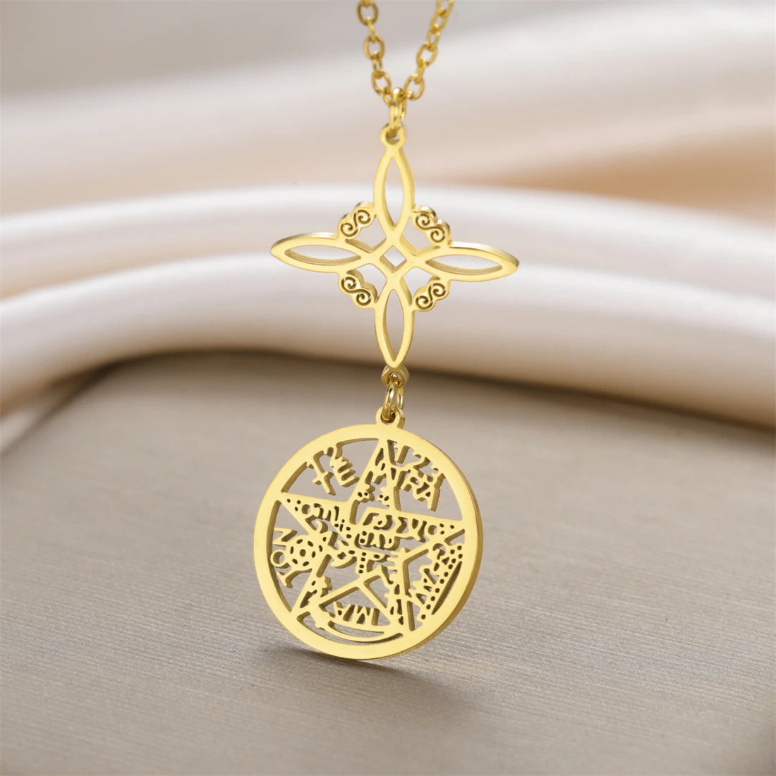 Stainless Steel Pentagram Necklace Tetragrammaton Secondary image