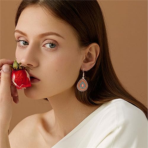 Handmade Boho Enamel Teardrop Dangle Earrings