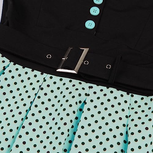 1950s Dresses for Women Vintage Rockabilly Retro Short Sleeve Tie Midi Dress Cocktail Party Evening Prom Gown