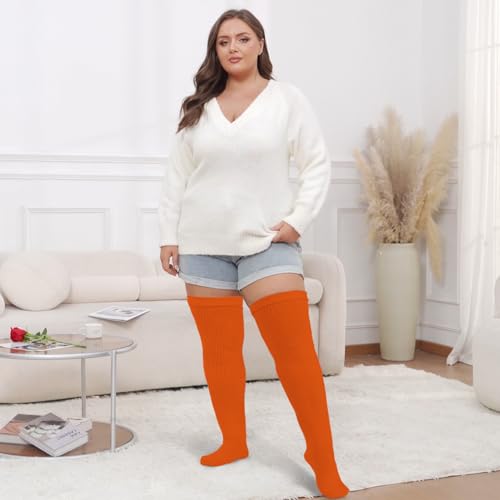 Moon Wood Plus Size Thigh High Socks for Thick Thighs- Women Extra Long Over the Knee Stockings- Halloween Socks Leg Warmers