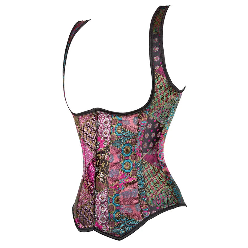 Lace-Up Striped Underbust Corset – Plus Size