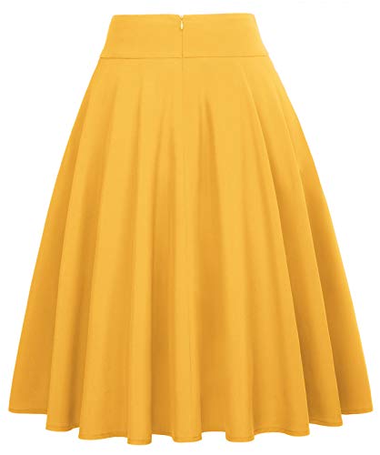 Belle Poque Women High Waisted A Line Skirt with Pockets