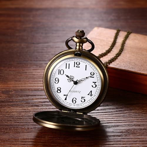 Women's Quartz Pocket Watches: Half Hunter Bronze Arabic Numeral Pocke