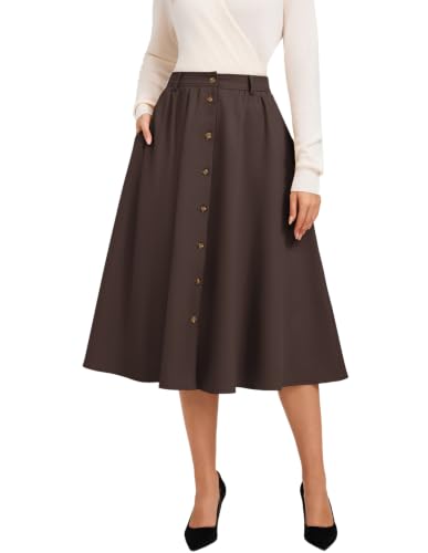 Belle Poque Women Midi Skirts High Waisted A Line Skirt with Pockets Secondary image