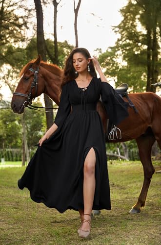 Scarlet Darkness Renaissance Costume Women Pirate Medieval Maxi Dress