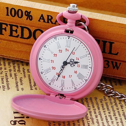 Smooth Cover Quartz Pocket Watch, Fashionable Roman Digital White Dial