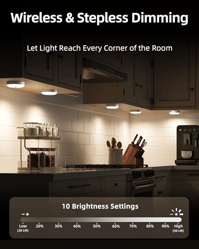 Ezvalo 6-pack Under Cabinet Lighting, Rechargeable Motion Sensor Puck LED Light for Kitchen, Home...