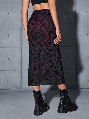 Verdusa Women's Fishtail Mesh Long Skirt 90s Y2k Outfits Goth Clothes