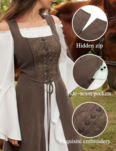 Scarlet Darkness Renaissnace Faire Costume Dress for Women Pirate Overdress