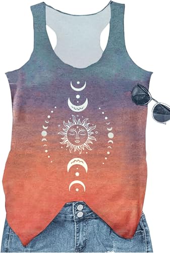 Womens Tank Tops Summer Racerback Graphic Tanks Beach Vacation Tops Loose Running Athletic Sleeveless Shirt Cami